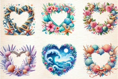 Heart Beach Frame Clipart Bundle - CraftNest - Digital Crafting and Art