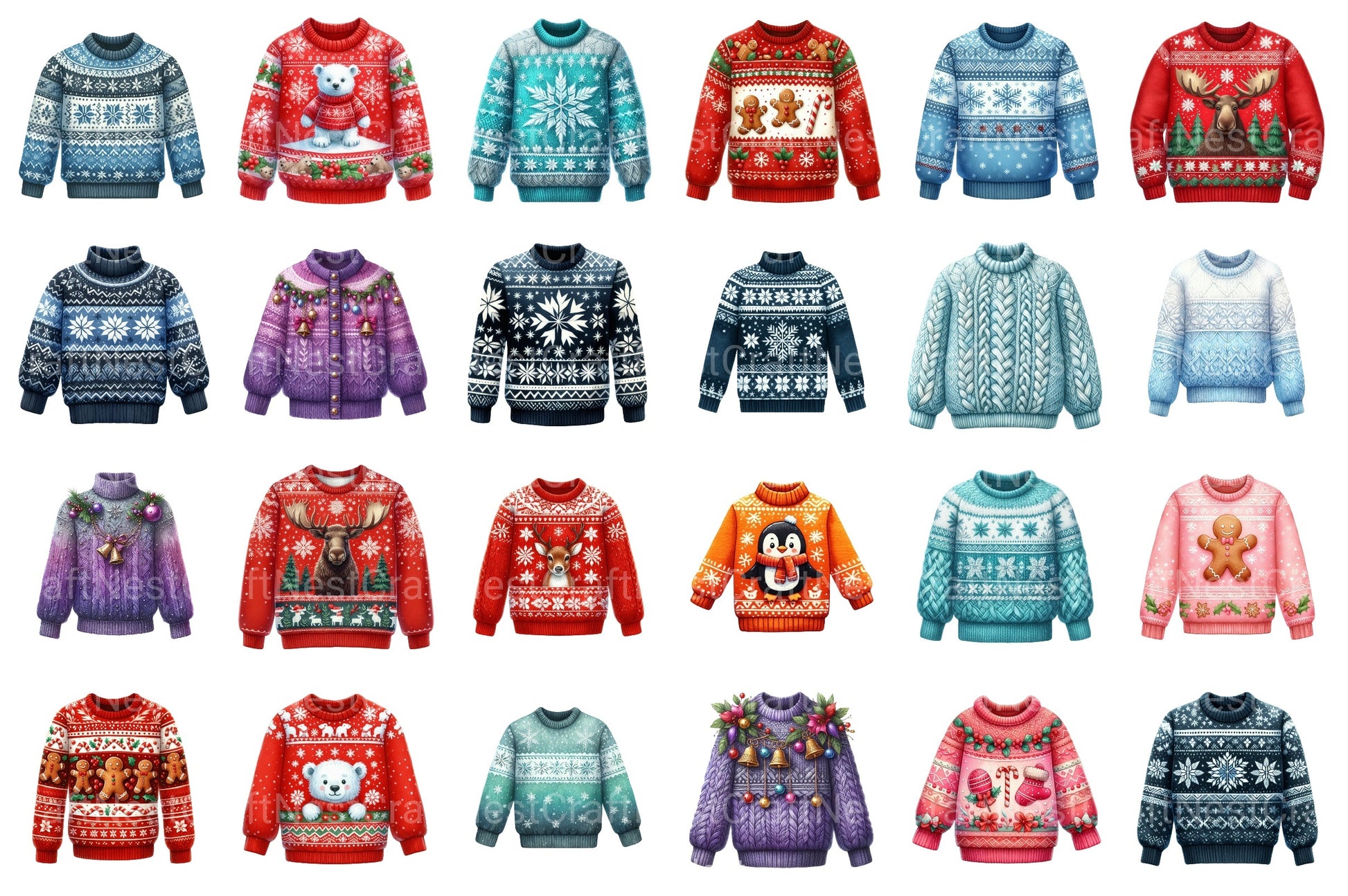 Christmas Sweater Pullover Designs Clipart Bundle - CraftNest - Digital Crafting and Art