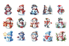 Christmas Blue Snowman Clipart Bundle - CraftNest - Digital Crafting and Art