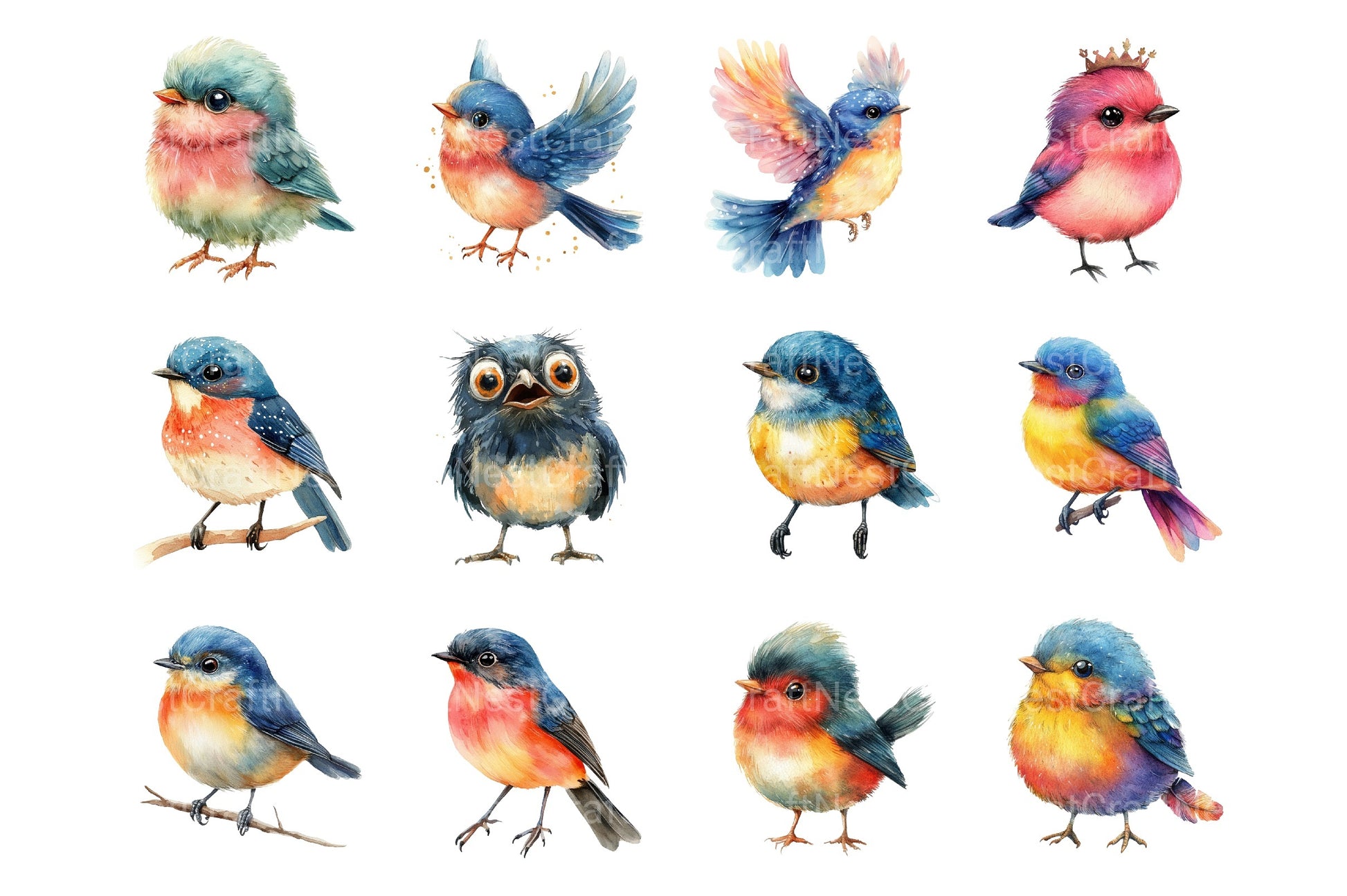 Whimsical Bird Clipart Bundle - CraftNest - Digital Crafting and Art