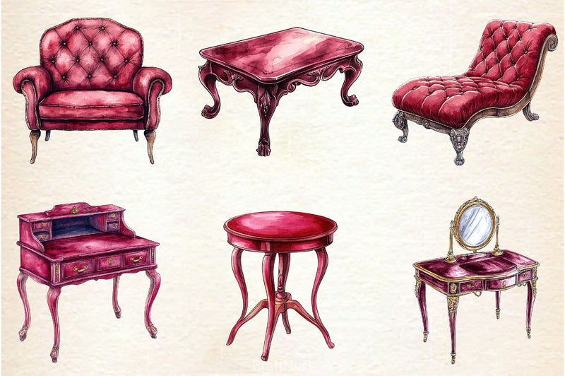 Antique Victorian Furniture Clipart Bundle - CraftNest - Digital Crafting and Art