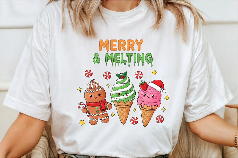 Merry & Melting Christmas Ice Cream Clipart Bundle - CraftNest - Digital Crafting and Art