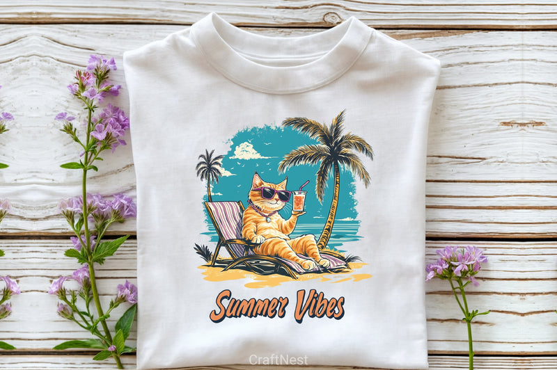 Summer Vibes Cat Clipart Bundle 2 - CraftNest - Digital Crafting and Art