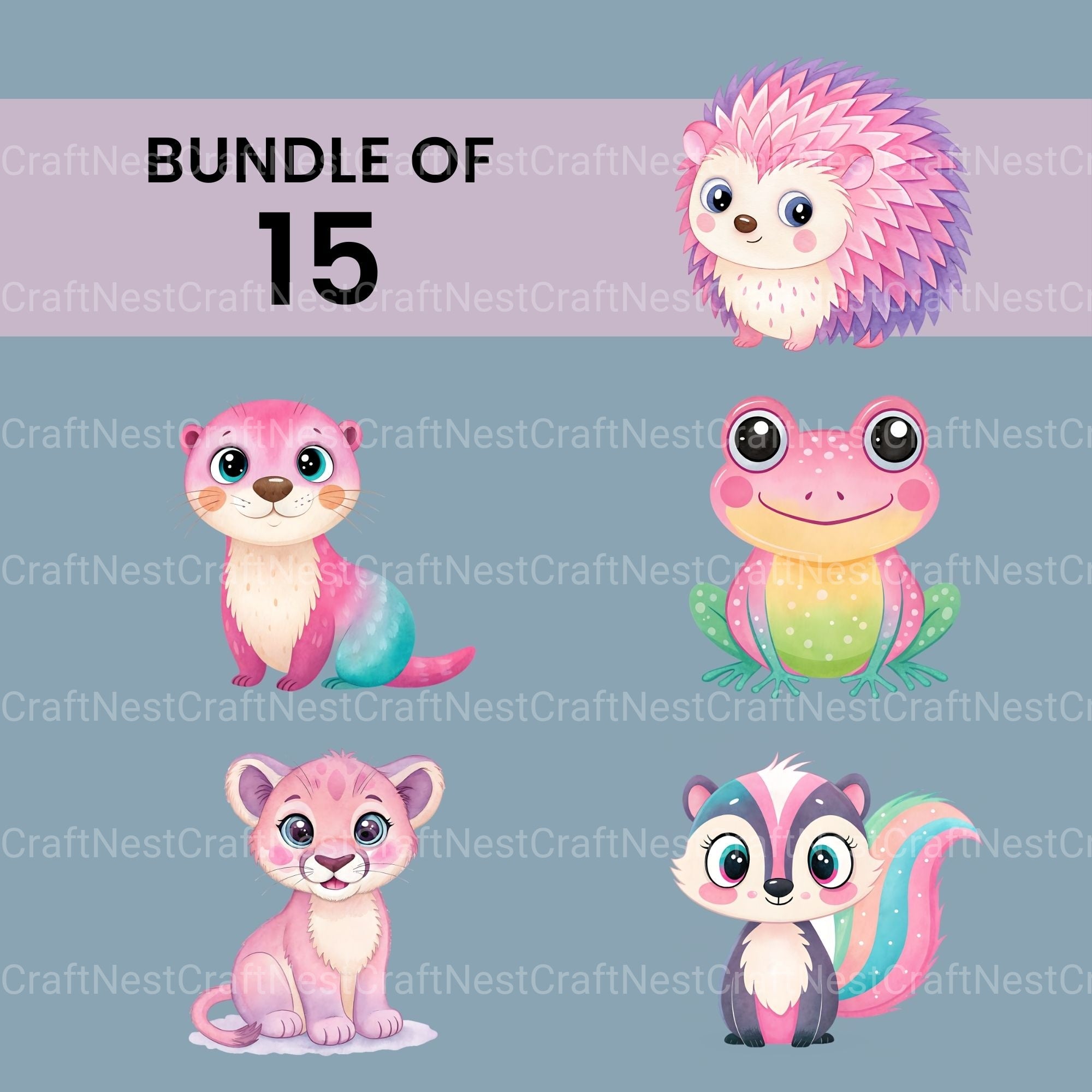 Girl Woodland Animals Clipart Bundle - CraftNest - Digital Crafting and Art