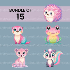 Girl Woodland Animals Clipart Bundle - CraftNest - Digital Crafting and Art