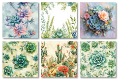 Succulents Botanical Patterns Clipart Bundle - CraftNest - Digital Crafting and Art