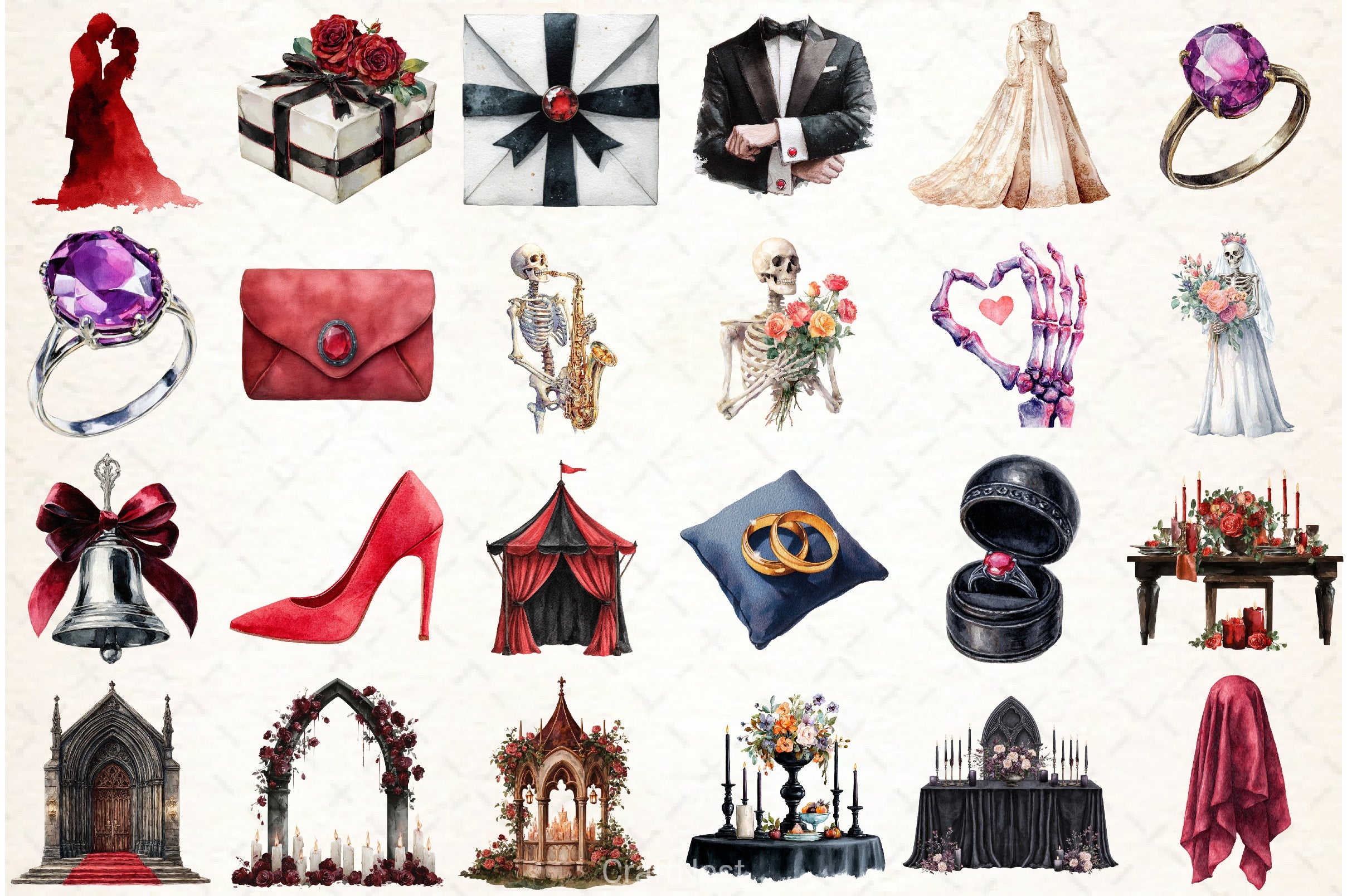 Gothic Wedding Clipart Bundle - CraftNest - Digital Crafting and Art