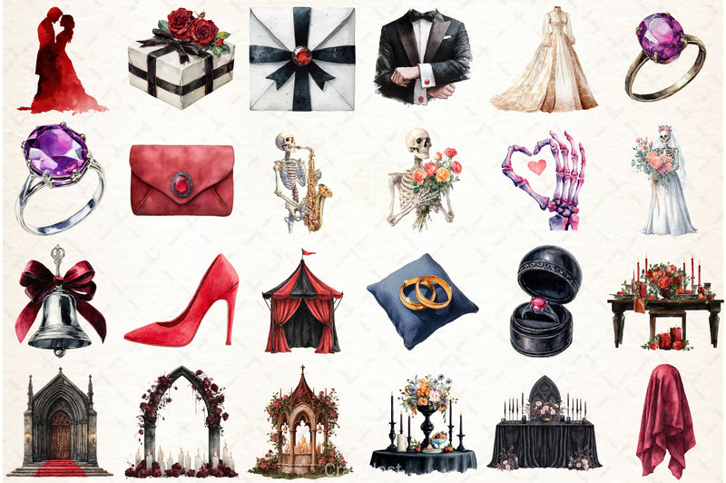 Gothic Wedding Clipart Bundle - CraftNest - Digital Crafting and Art