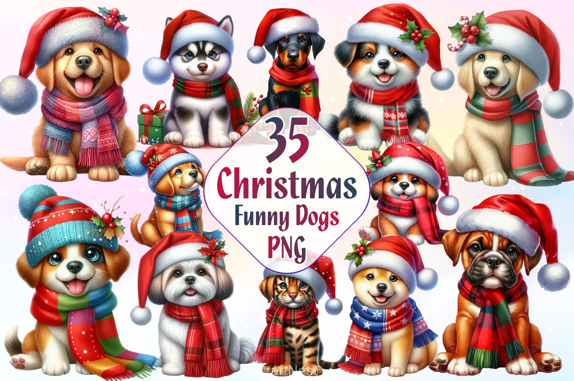 Christmas Dog Clipart Bundle 2 - CraftNest - Digital Crafting and Art