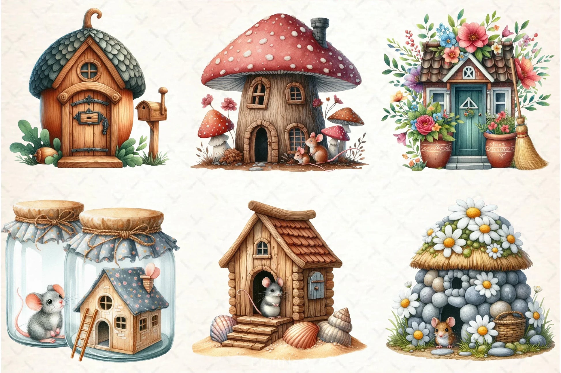 Mouse House Clipart Bundle 1 - CraftNest - Digital Crafting and Art