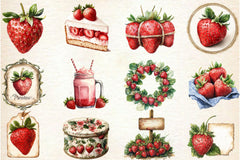 Vintage Strawberry Clipart Bundle - CraftNest - Digital Crafting and Art