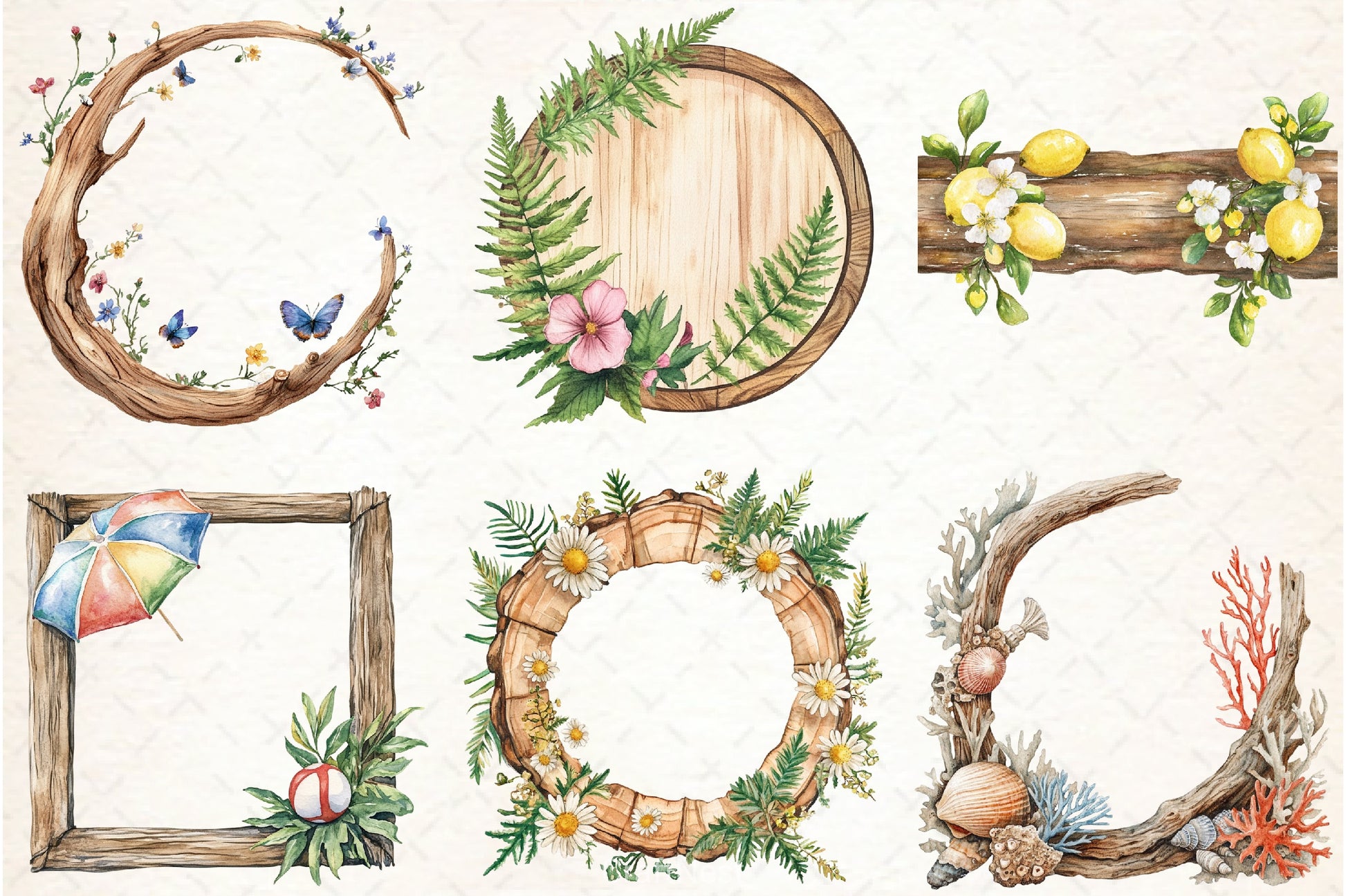 Summer Wood Border Clipart Bundle - CraftNest - Digital Crafting and Art