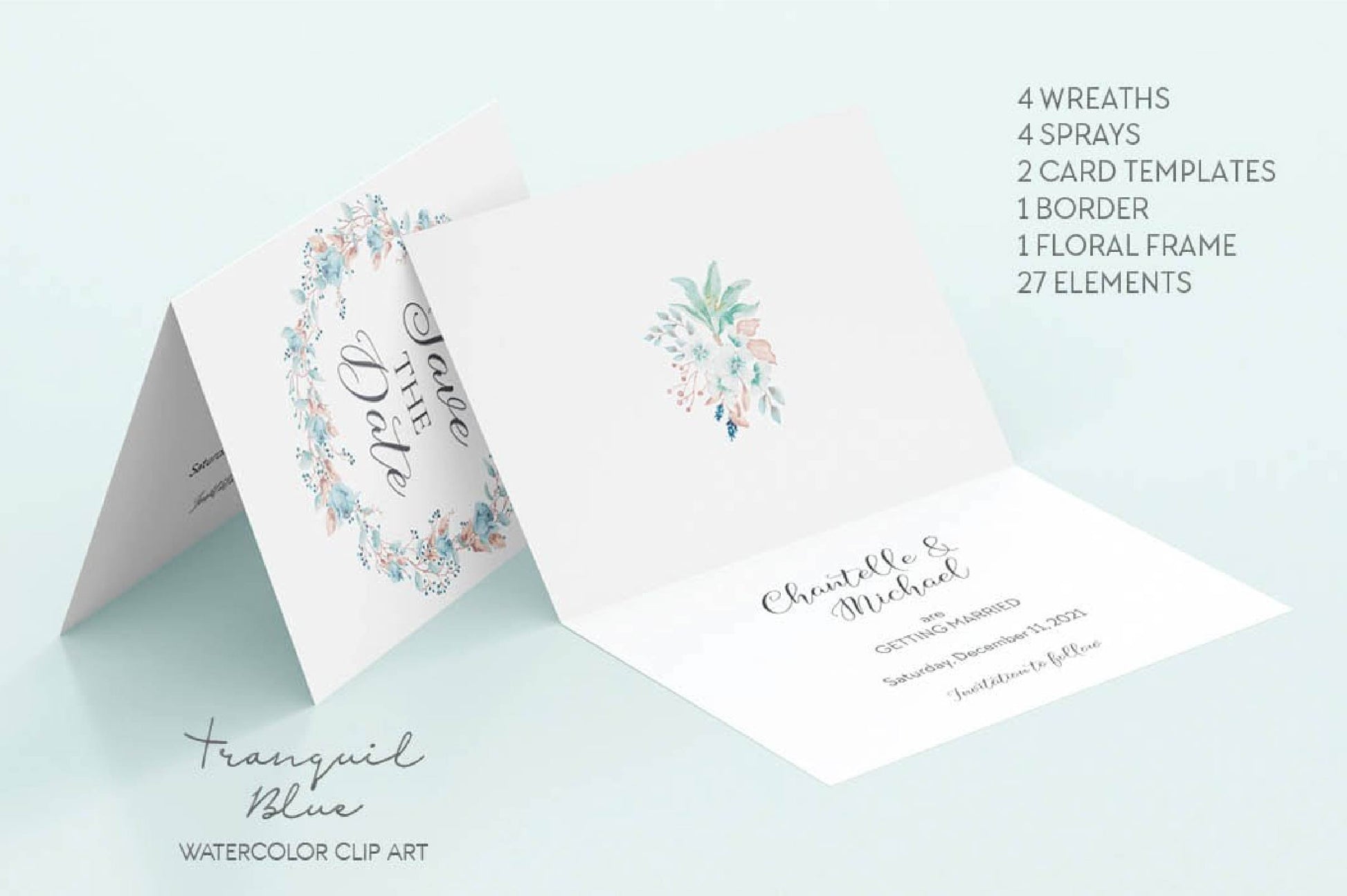 Tranquil Blue Clipart Bundle - CraftNest - Digital Crafting and Art