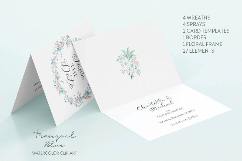 Tranquil Blue Clipart Bundle - CraftNest - Digital Crafting and Art