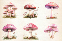 Charming Pink Mushrooms Clipart Bundle - CraftNest - Digital Crafting and Art