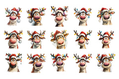 Funny Christmas Reindeer & Tree Clipart Bundle - CraftNest - Digital Crafting and Art