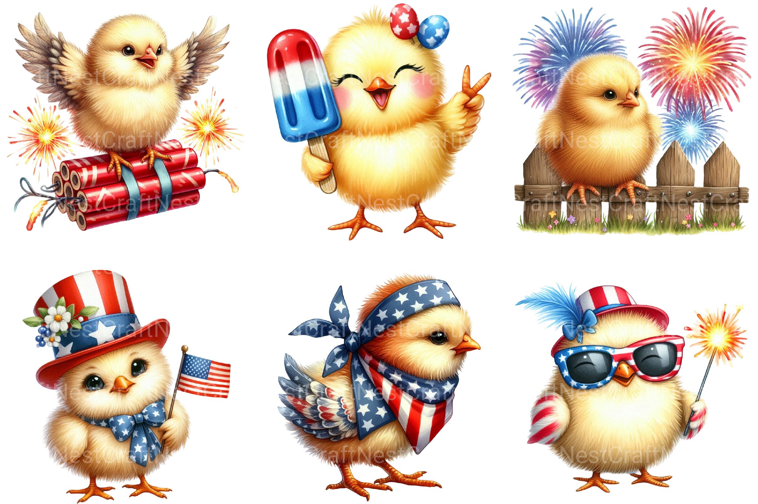 4th of July Chick Sublimation Clipart - CraftNest - Digital Crafting and Art