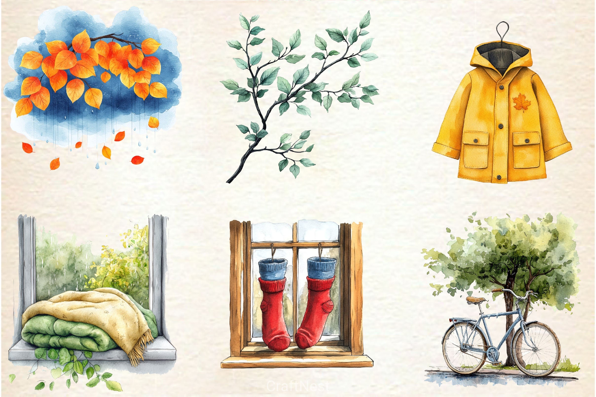 Autumn Rainy Day Clipart Bundle 2 - CraftNest - Digital Crafting and Art