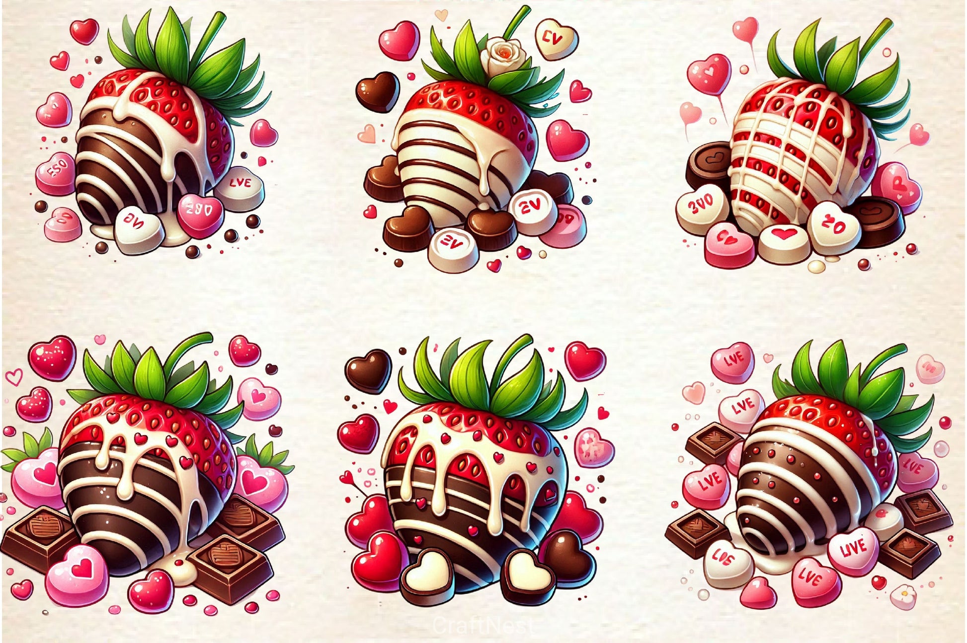 Valentine Chocolate Strawberry Clipart Bundle - CraftNest - Digital Crafting and Art