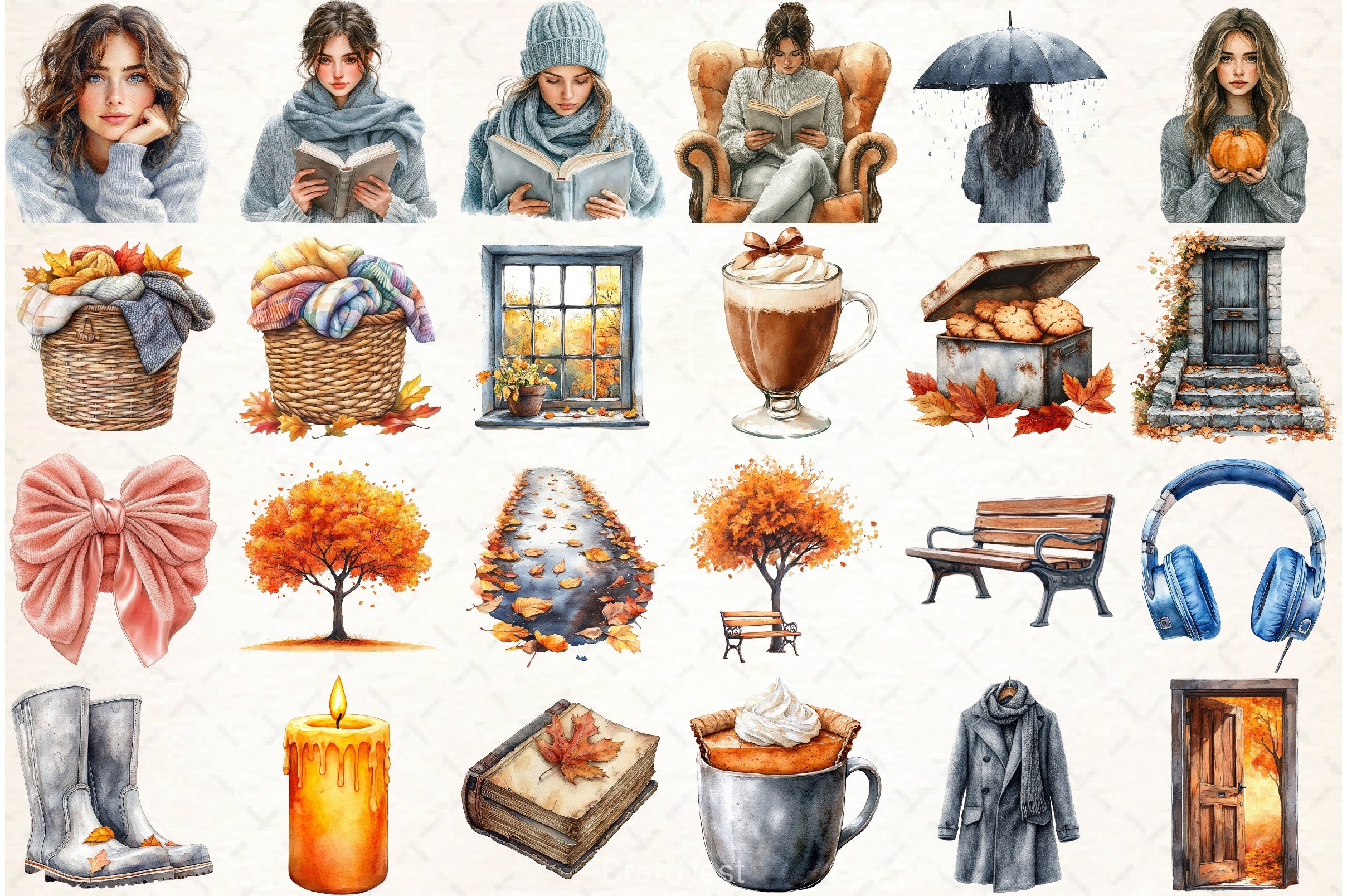 Rainy Autumn Clipart Bundle - CraftNest - Digital Crafting and Art