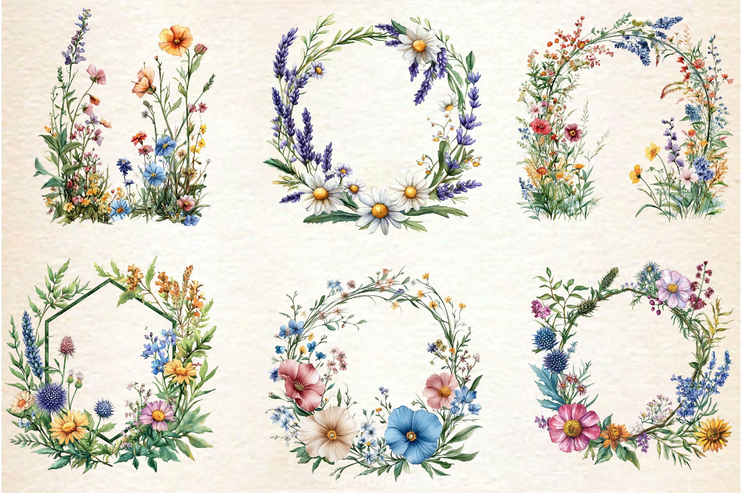 Wildflowers Frame Clipart Bundle - CraftNest - Digital Crafting and Art