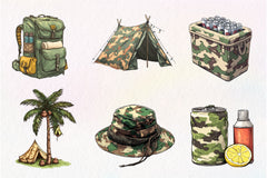 Camouflage Summer Elements Clipart Bundle - CraftNest - Digital Crafting and Art