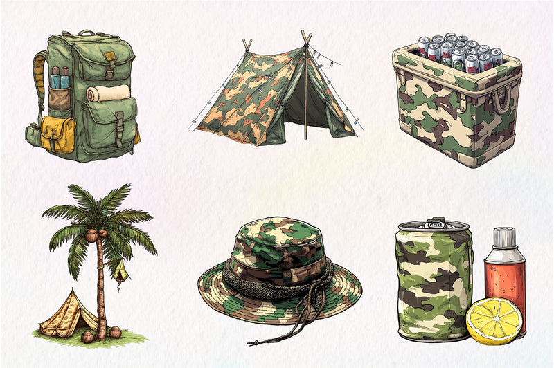 Camouflage Summer Elements Clipart Bundle - CraftNest - Digital Crafting and Art