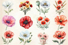 Poppy Flower Clipart Bundle 4 - CraftNest - Digital Crafting and Art