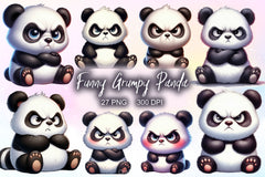 Funny Grumpy Panda Clipart Bundle - CraftNest - Digital Crafting and Art