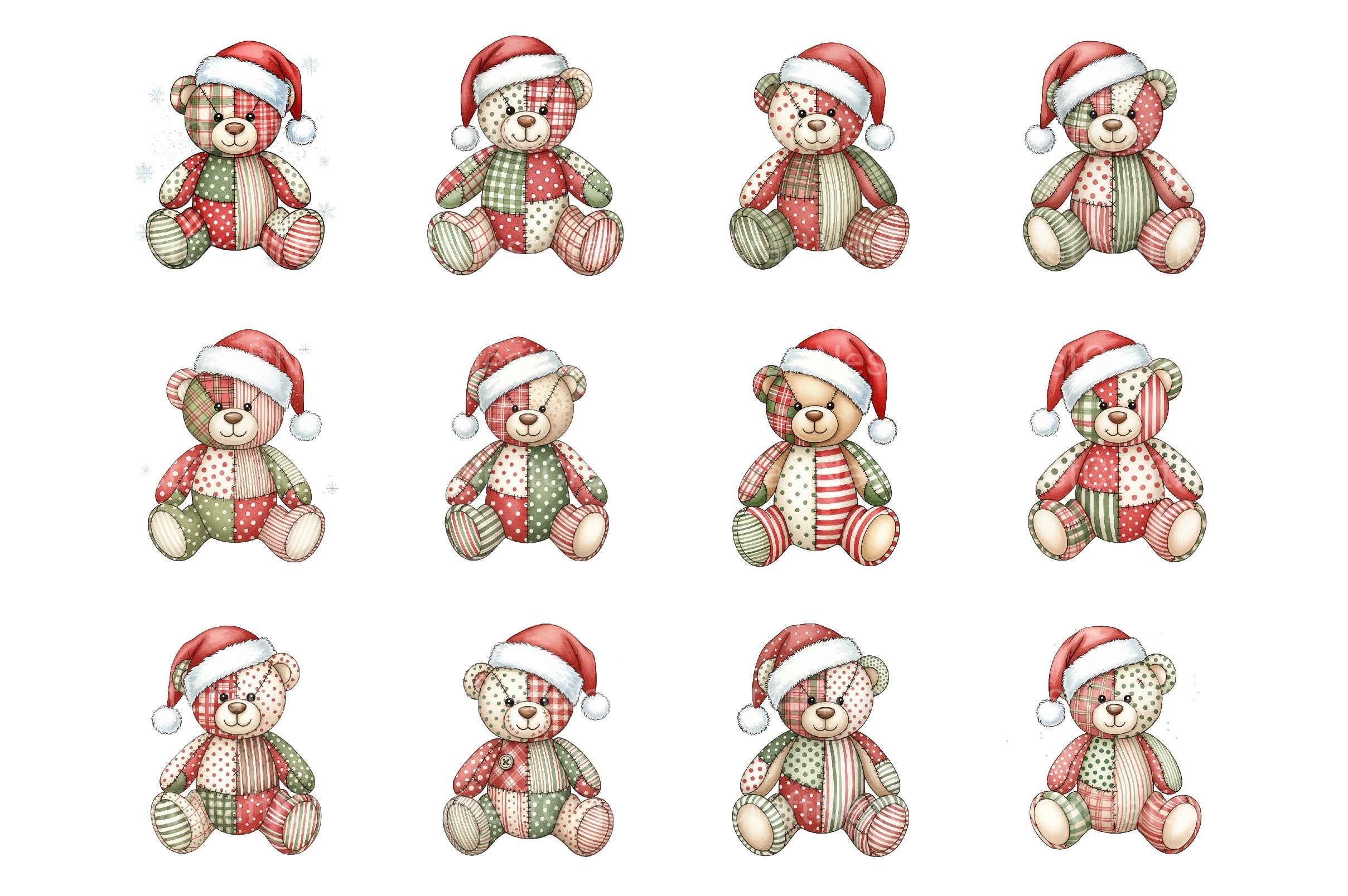 Patchwork Teddy Bear Clipart Bundle - CraftNest - Digital Crafting and Art