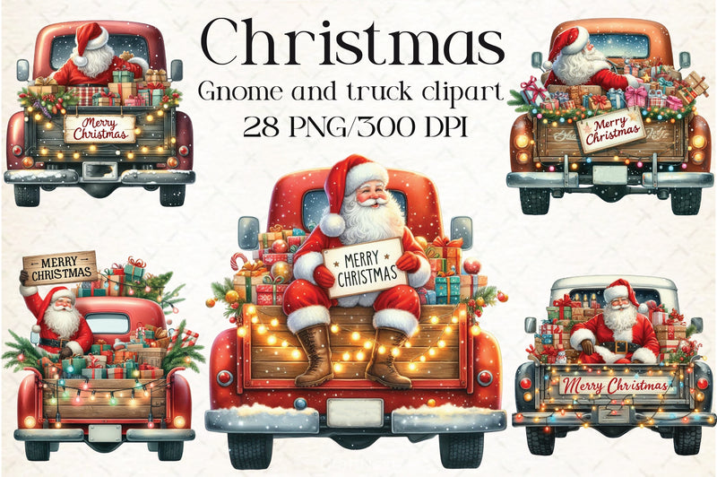 Christmas Gnome & Truck Clipart Bundle 3 - CraftNest - Digital Crafting and Art