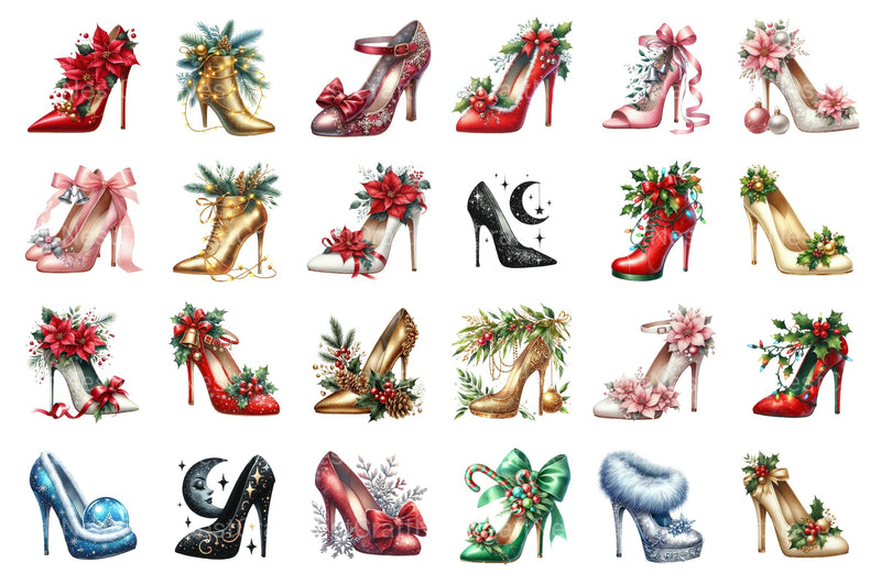 Christmas High Heels Winter Shoes Clipart Bundle - CraftNest - Digital Crafting and Art