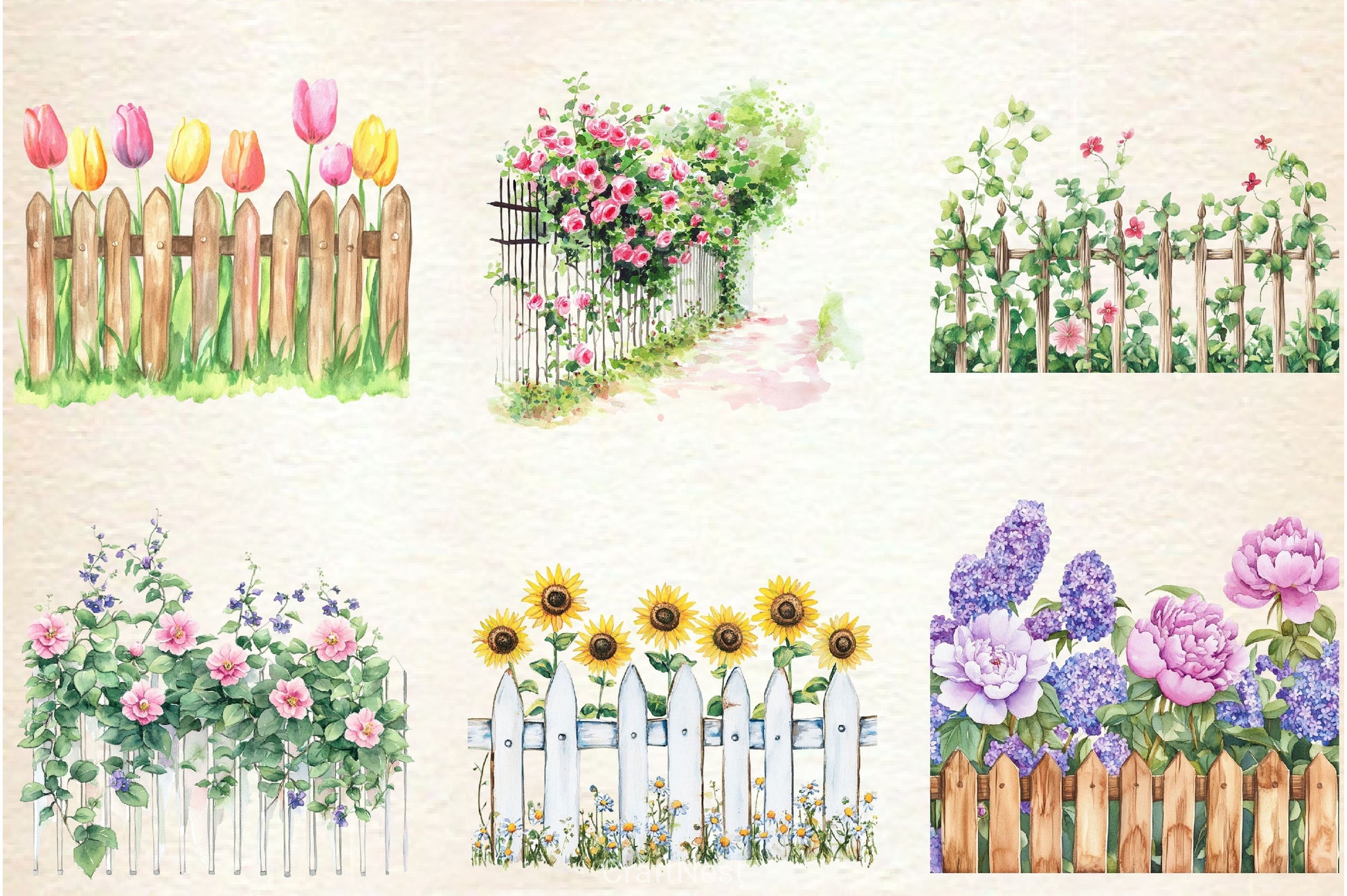 Spring Flower Fence Clipart Bundle 1 - CraftNest - Digital Crafting and Art