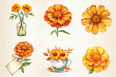 Fall Marigold Clipart Bundle 2 - CraftNest - Digital Crafting and Art