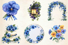 Blue Pansy Wedding Flower Clipart Bundle - CraftNest - Digital Crafting and Art
