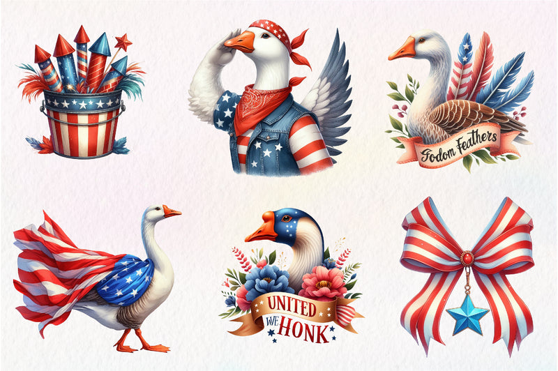 4th Of July Goose Clipart Bundle - CraftNest - Digital Crafting and Art