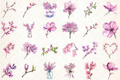 Spring Redbud Flower Clipart Bundle 3 - CraftNest - Digital Crafting and Art