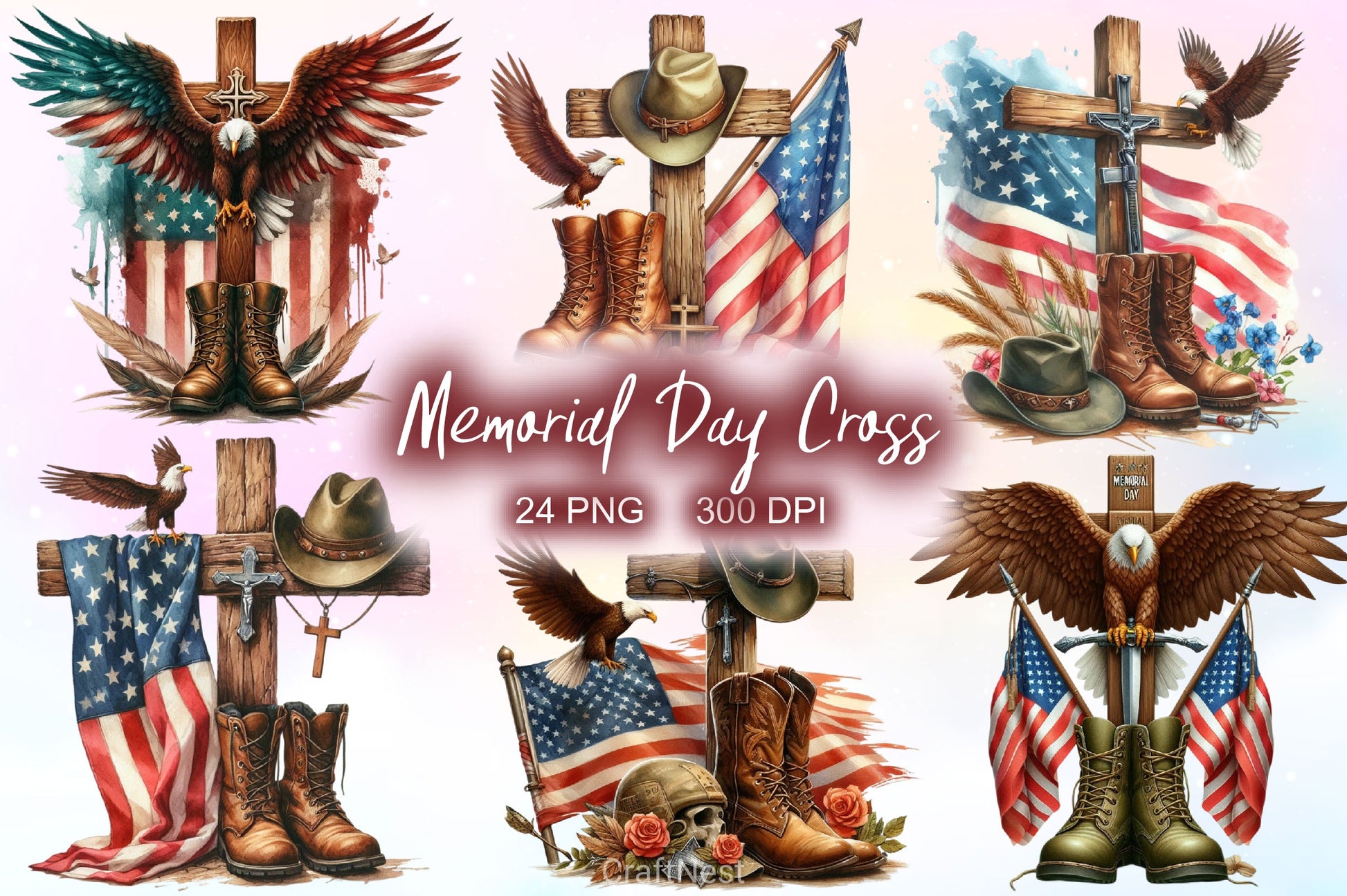 Memorial Day Cross Clipart Bundle 4 - CraftNest - Digital Crafting and Art
