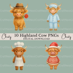 Highland Cows 2 Clipart Bundle - CraftNest - Digital Crafting and Art