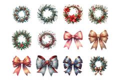 Christmas Wreaths & Bows Clipart Bundle - CraftNest - Digital Crafting and Art