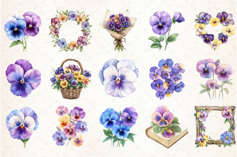 Pansy Flowers Clipart Bundle - CraftNest - Digital Crafting and Art