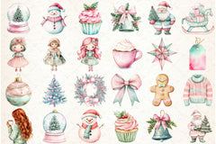 Mint & Pink Christmas Clipart Bundle - CraftNest - Digital Crafting and Art
