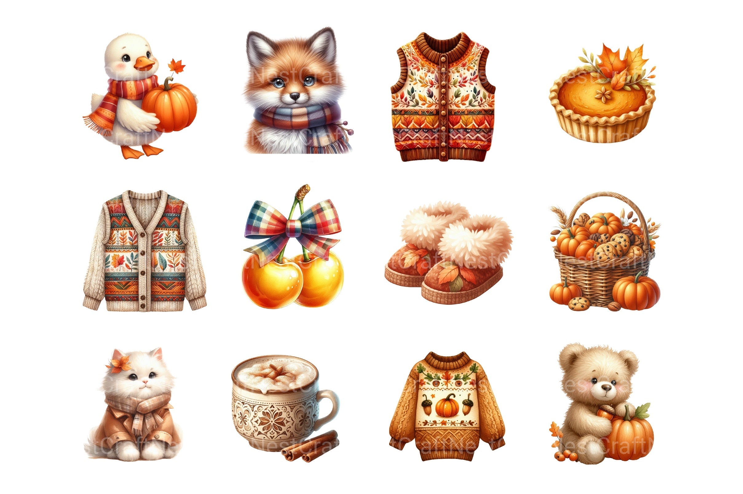 Cozy Fall Autumn Clipart Bundle - CraftNest - Digital Crafting and Art