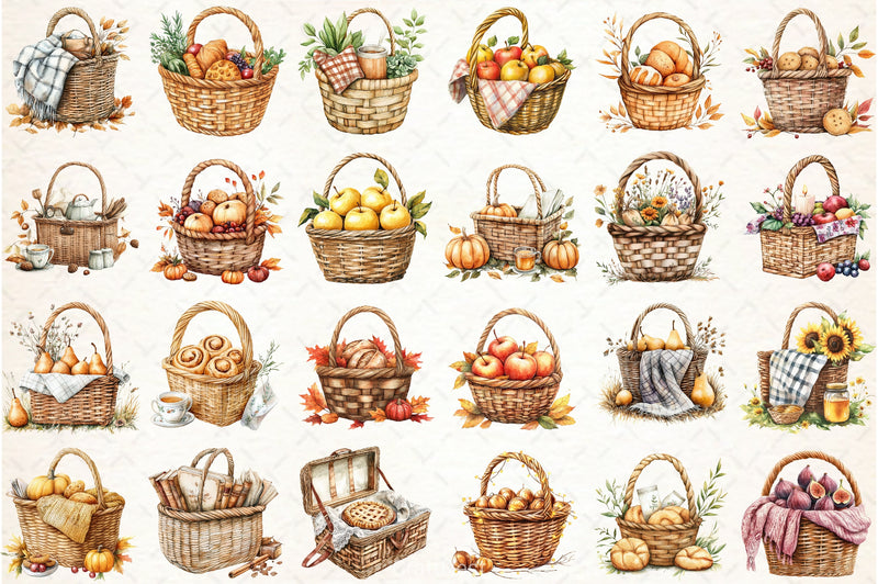 Picnic Basket Fall Clipart Bundle 1 - CraftNest - Digital Crafting and Art