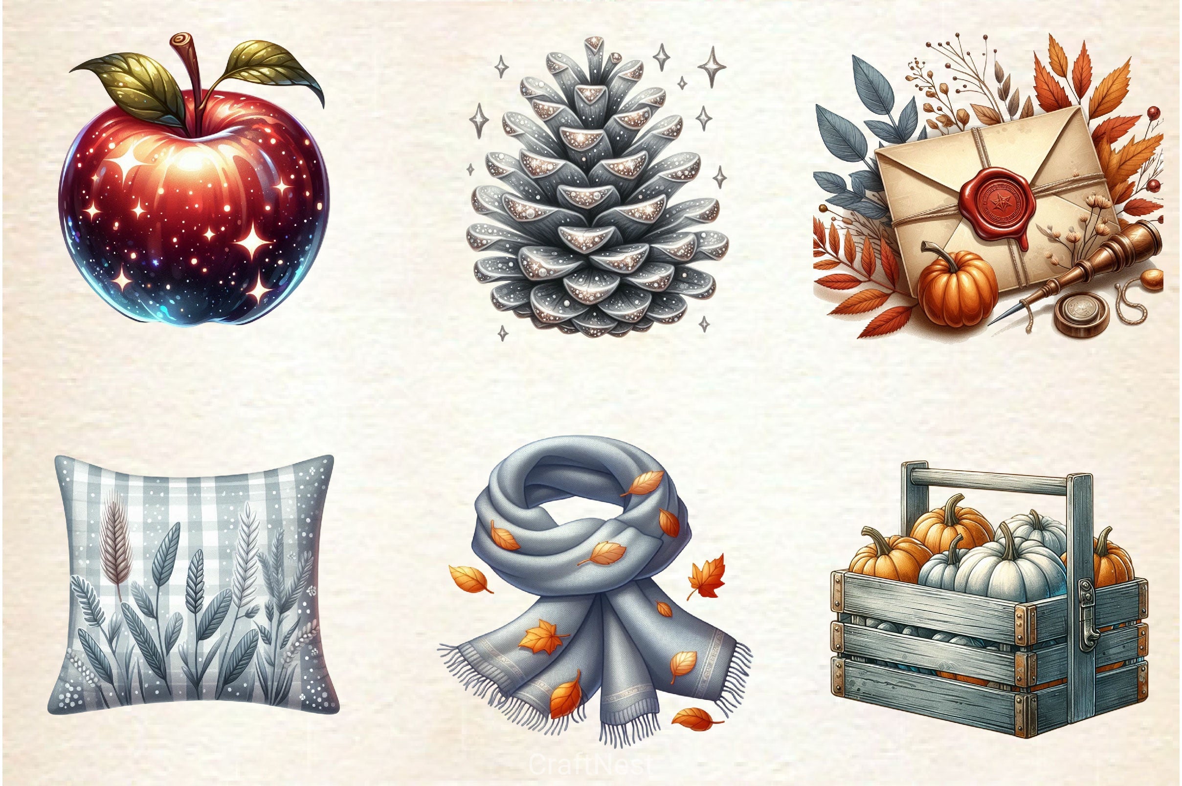 Silver Autumn Clipart Bundle 3 - CraftNest - Digital Crafting and Art