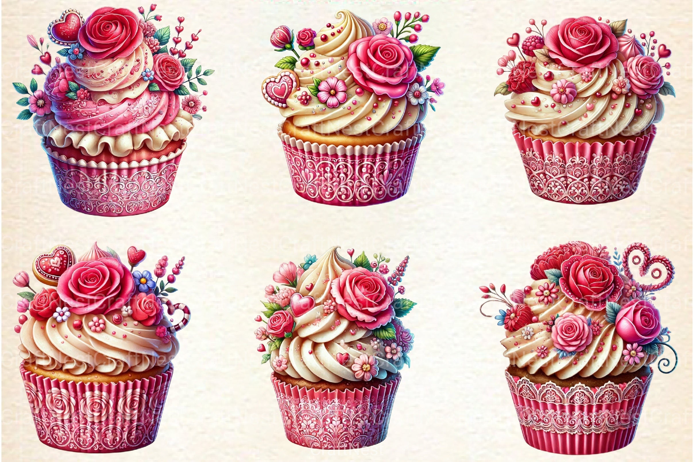 Valentine Cupcake Clipart Bundle 68 - CraftNest - Digital Crafting and Art