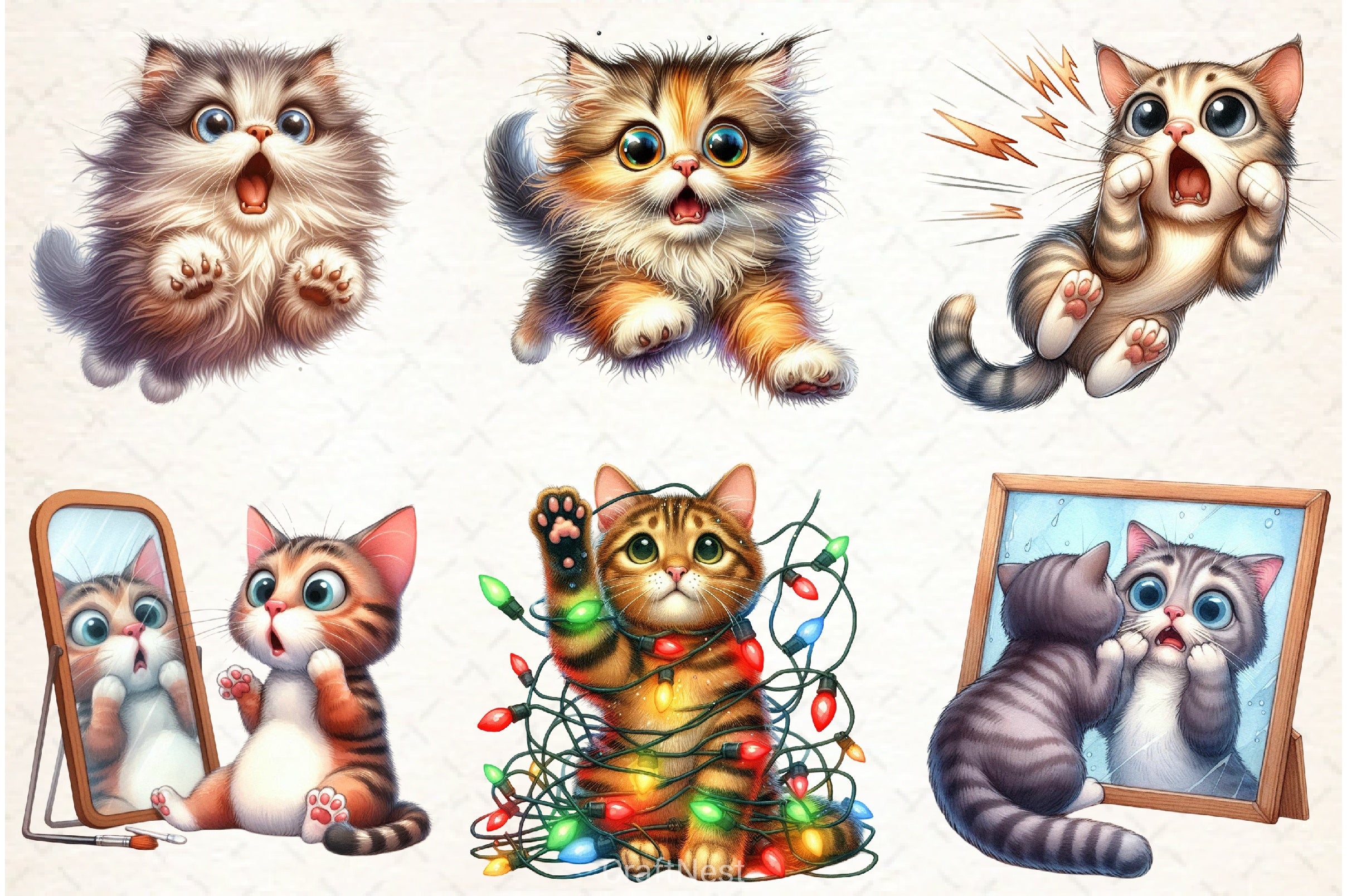 Surprised Crazy Cat Clipart Bundle - CraftNest - Digital Crafting and Art