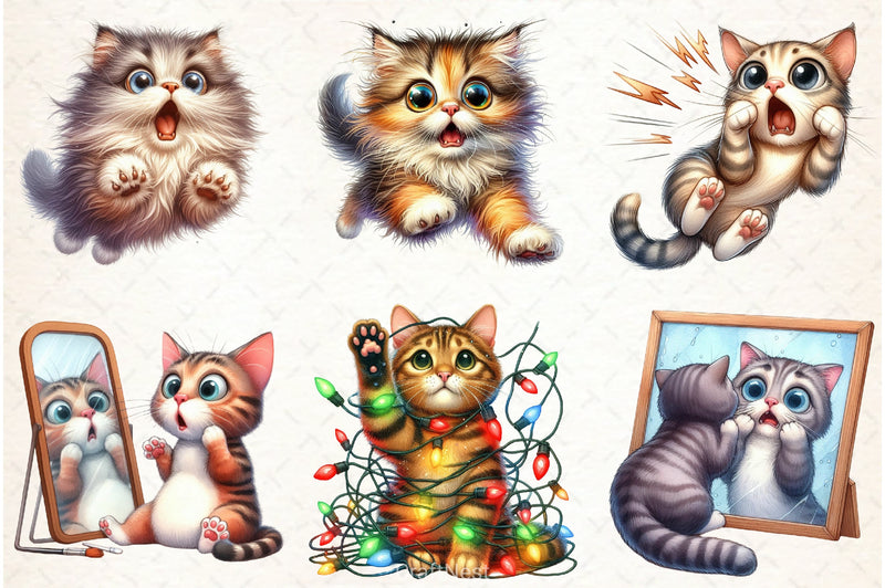 Surprised Crazy Cat Clipart Bundle - CraftNest - Digital Crafting and Art