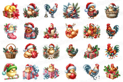 Christmas Chicken Clipart Bundle: Rooster & Hen Collection - CraftNest - Digital Crafting and Art