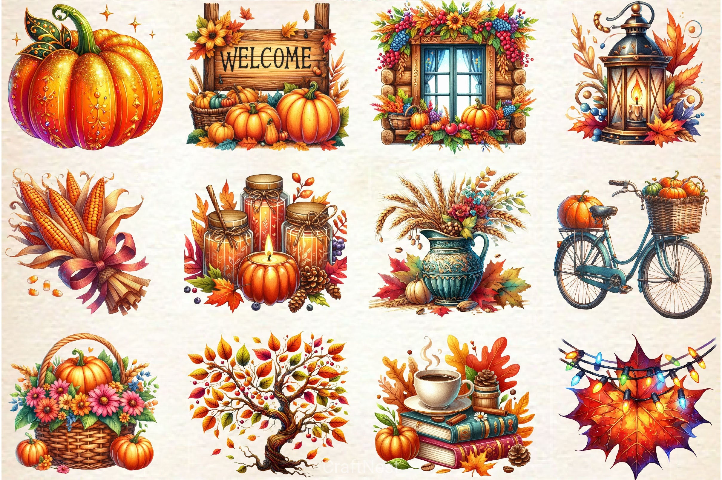 Autumn Decor Clipart Bundle - CraftNest - Digital Crafting and Art
